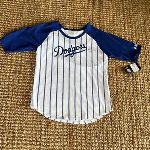 LA Dodgers Blue and White Striped Cotton Shirt
NWT
Youth XL 
100% Cotton